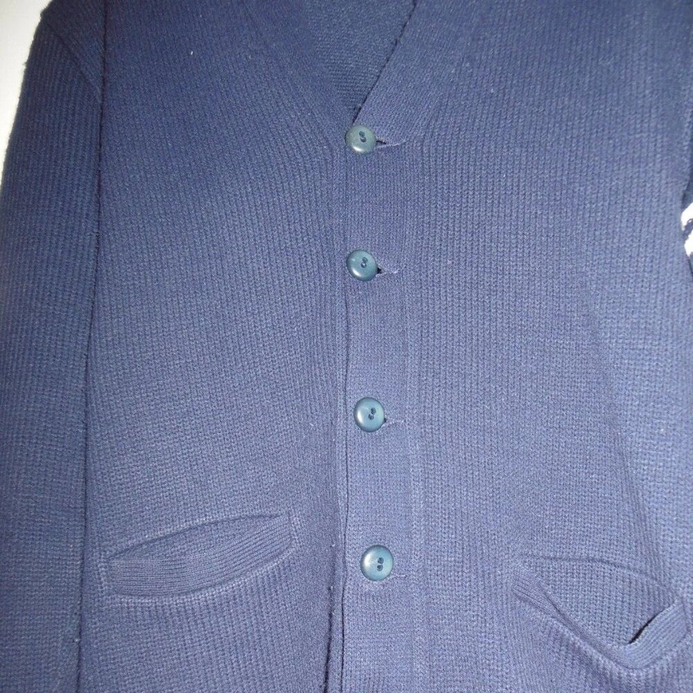 VINTAGE 1940's High School cardigan sweater Men's sz 40 Navy Blue West Catholic - Picture 3 of 6